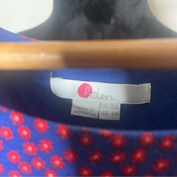Boden Women’s Blue Red Floral Print Sleeveless Sheath Jersey Midi Dress Sz 6R - Picture 10 of 10